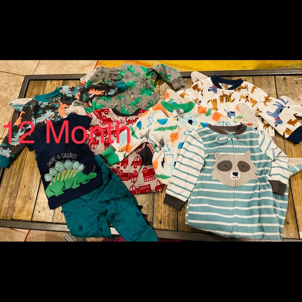 6 piece baby boy bundle Carters pajamas size 12 months